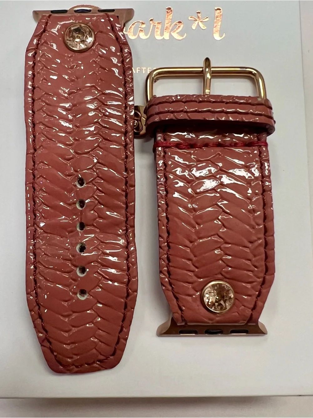 Spark*l band for Apple Watch Luxe leather Small apple adapters Size 2